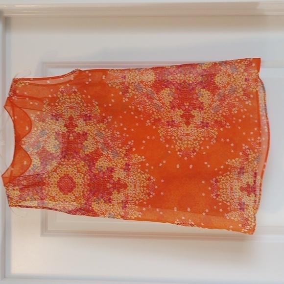 Cabi Womens Tank Top Sz XS Orange Floral Sheer Summer Spring Boho Bohemian Cute - Picture 5 of 7